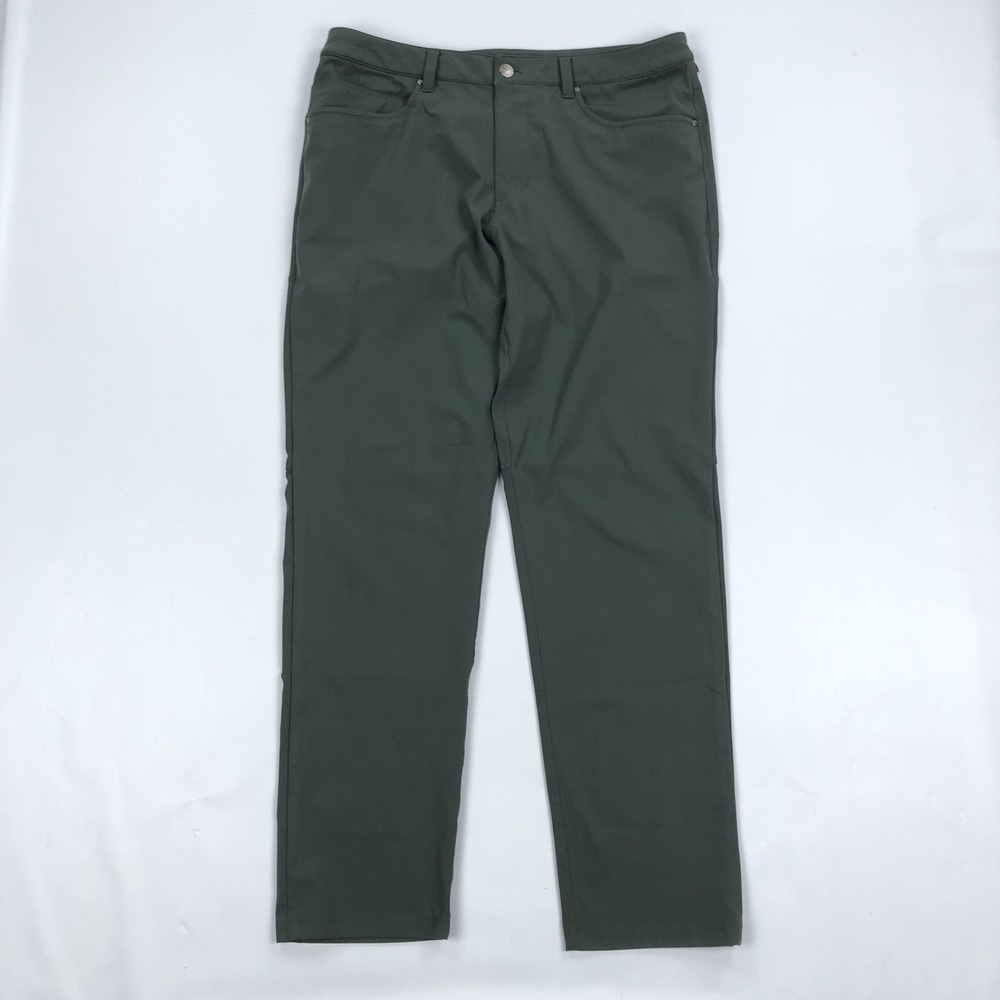 Lululemon ABC Pant Slim Warpstreme Dark Olive Green Mens 34x32 LM5967S